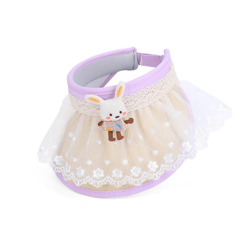 Childrens Summer Sun Hat With Mesh Design And Rabbit Decoration For Outdoor Play