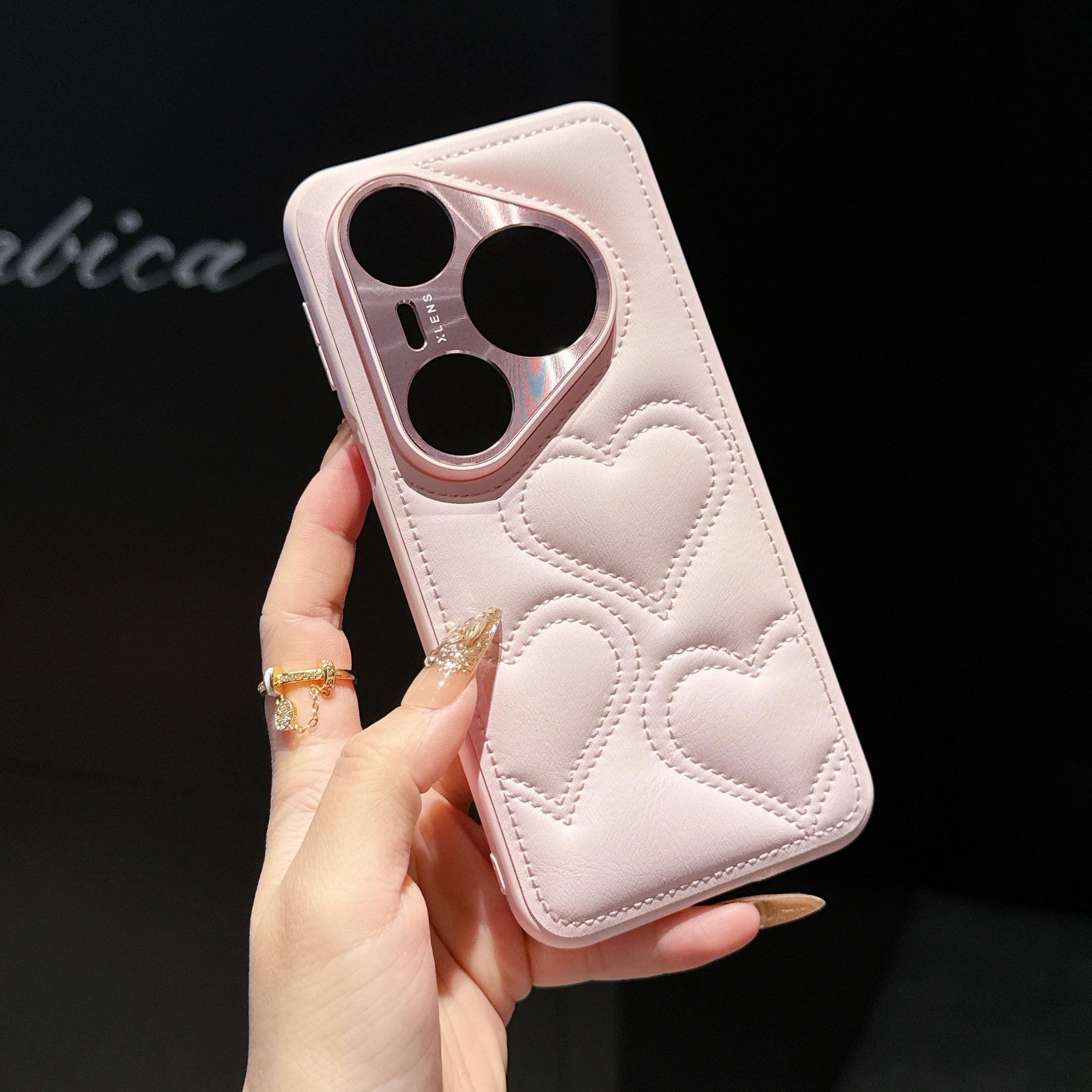 

Милый простой чехол-книжка из кожи с узором в виде сердца для Huawei Pura 80 70 Pro Plus Ultra, задняя крышка с защитой линз всех камер Pura 70 Pro Plus&Artificial leather