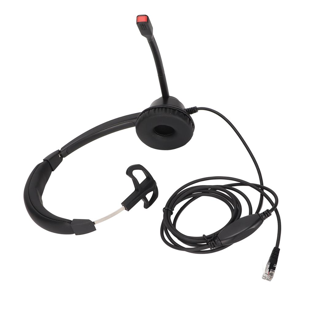Monaural Customer Service Headset Volume Adjustment Single Sided Ear Headphone with Noise Cancelling Mic