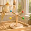 Wood Parrot Stand, Chewable Windmill Perch for Cockatiel Budgie Conure, Rotating Avian Companion