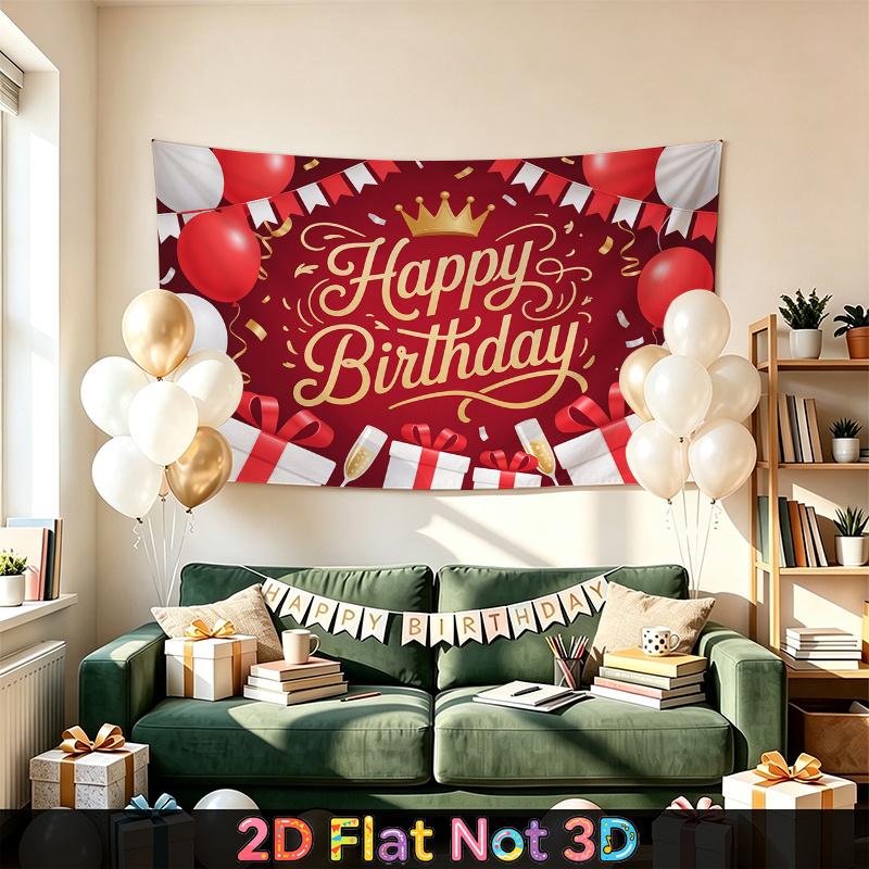 Party Backdrop Happy Birthday Birthday Red Photo Booth Background Front Door Decor