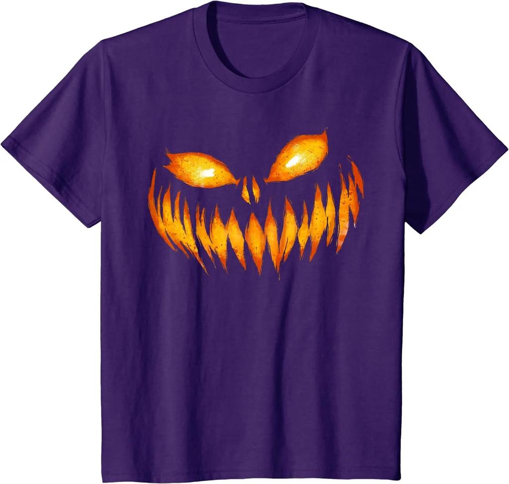 Jack O Lantern Scary Carved Pumpkin Face Halloween Costume T-Shirt for Unisex Women Casual Cotton Daily Four Seasons Tees