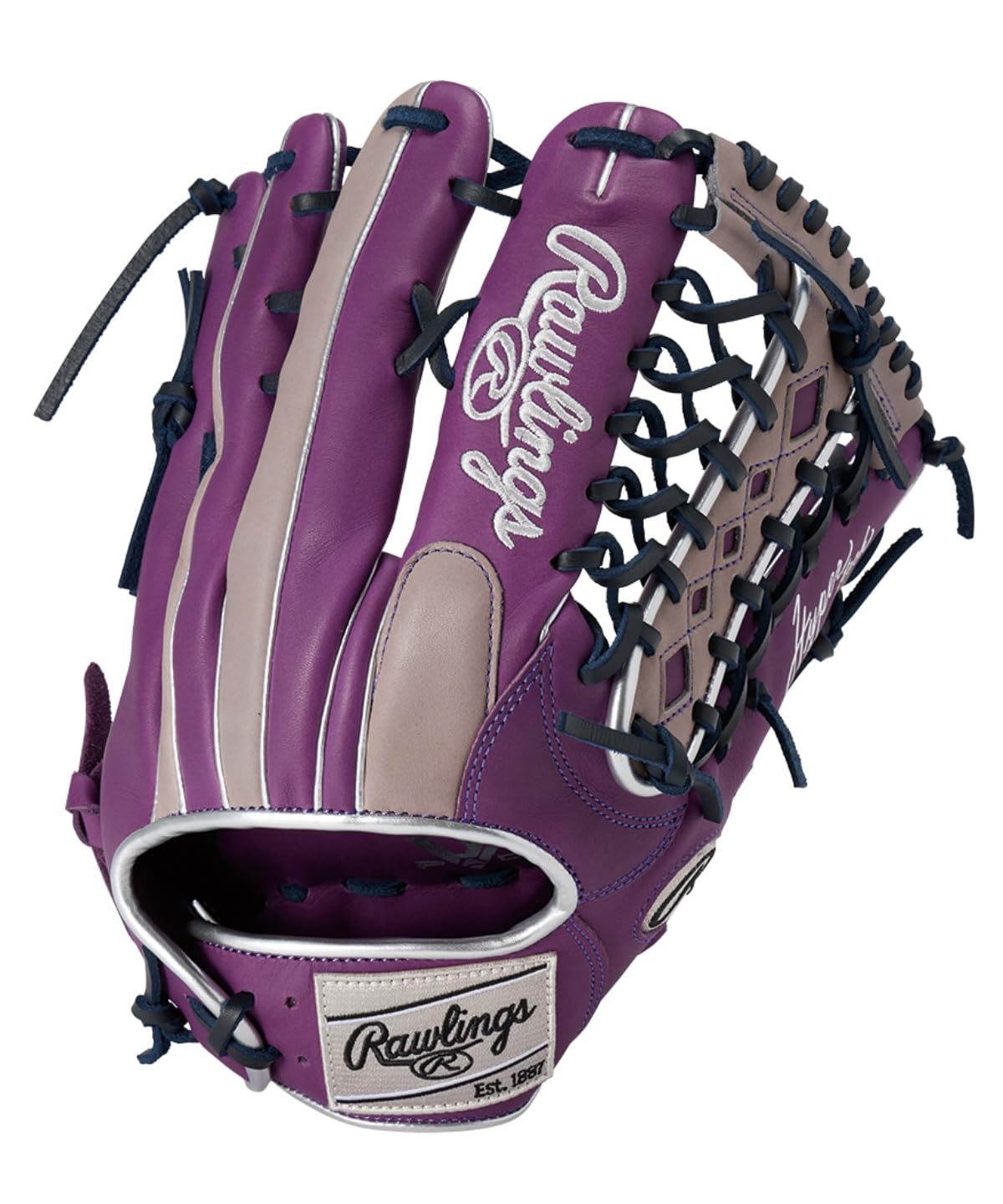 Rawlings Hyper Tech Color Sync Outfielder Glove GR5FHTCY719 12.75 Inches Purple Gray Right-Hand Throw