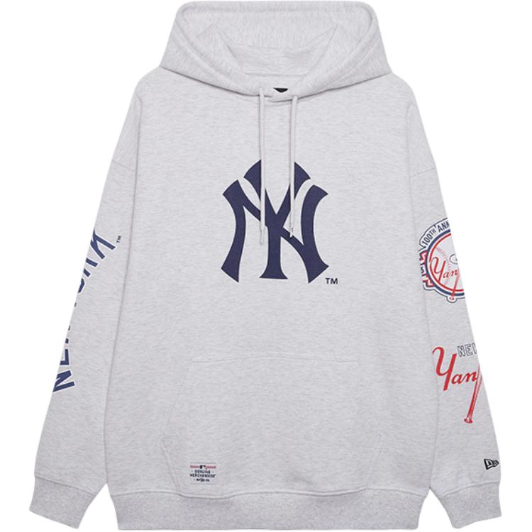 New Era FW24 MLB New York Yankees Sports Street Hooded Long Sleeve American Sweatshirt Unisex Sweatshirt Light-Gray 14385097