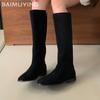 Winter Flats Women High Boots Designer Retro Knee High Shoes New Brand 2025 Trend Walking Classic Goth Motorcycle Botas De Mujer