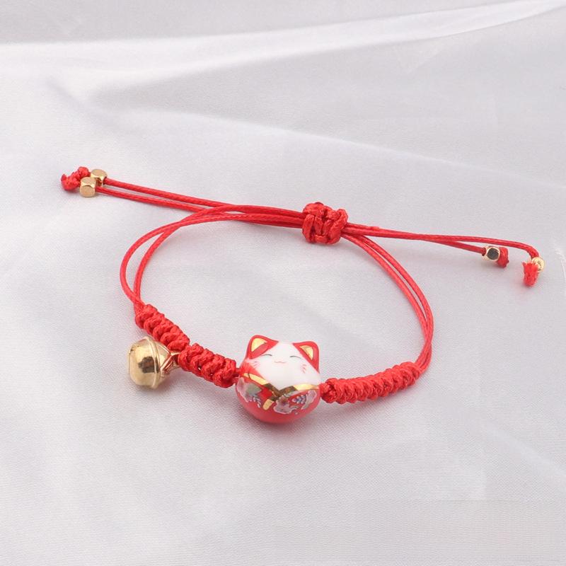Lucky Cat Candy Color Braided Bracelet for Women