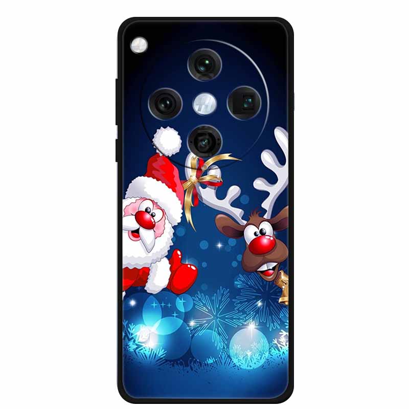 Christmas Cover For Oppo Find X8 Pro 5G 6.78"Black Silicone Cases TPU Santa Claus Christmas Tree Back Cover For Oppo Find X8 5G
