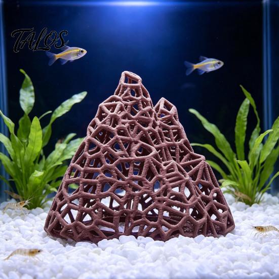 Saltwater Tank Ornament Aquarium Mountain Shrimp Hide, 3D Printed Hollow Mountain, Small Fish Landscaping Supplies Hideout Cave, Shelter for Betta