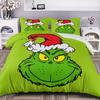 NEU Green Monster Stole Christmas Komfort Bettwäscheset Bettwäscheset Grinch Bettbezug-Set King Queen Größe Für Jungen Mädchen Geschenke