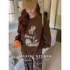 Maxi Chubby plus Size Print round Neck Long Sleeves Sweatshirt Women's Autumn Plus Size Ladies Loose Slim Looking Casual Hooded Top