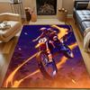"Motocross Rider in Fiery Action" Patterned carpet, non slip mat suitable for living room and bedroom sofas