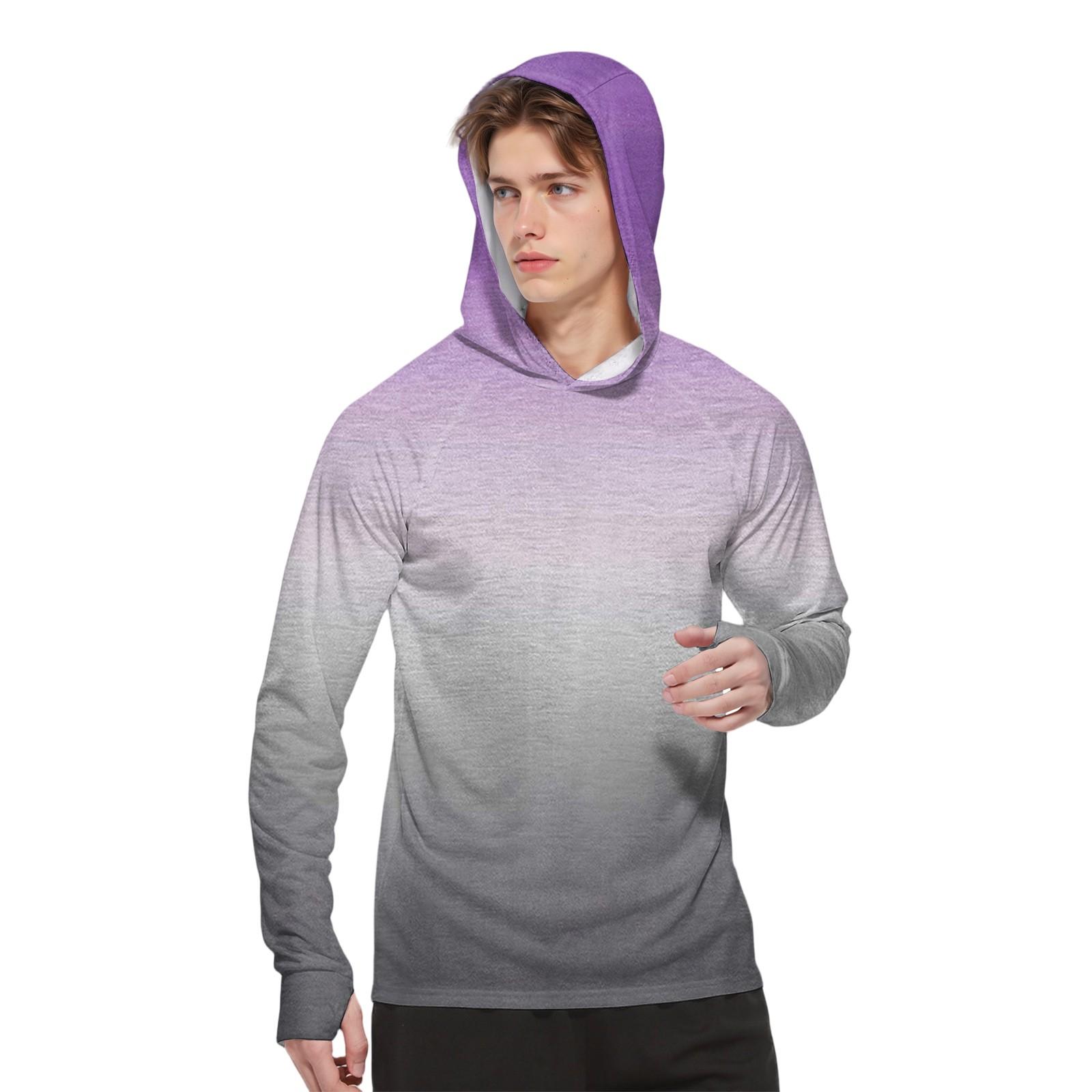 

Мужская модная рубашка с длинным рукавом с принтом и капюшоном SPF/UV XL фиолетовый