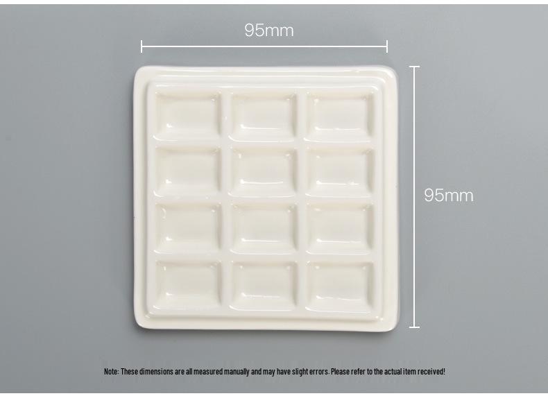 Shimingke 12-Grid Ceramic Palette with Lid - Easy To Clean for Oil and Watercolor Painting