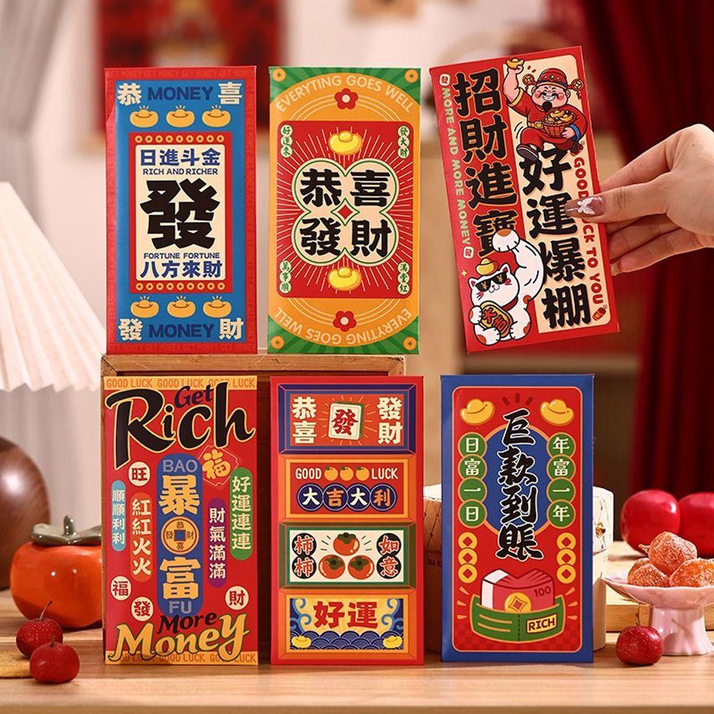 Chinese Style 2026 Red Envelopes Cartoon Lucky Red Pocket  Birthday Celebration