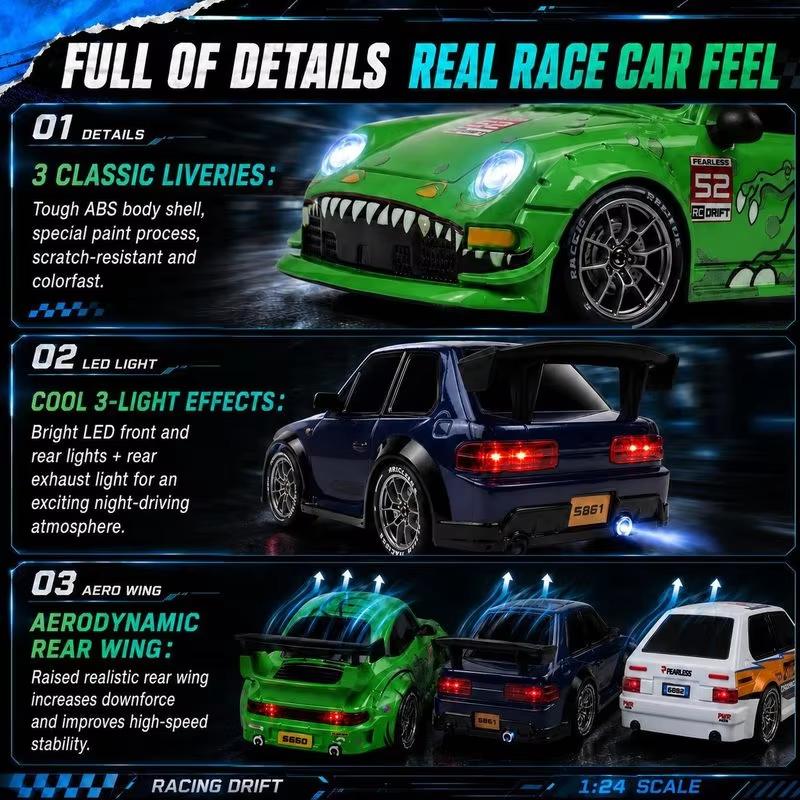 1/24 4WD RC Car 2.4G High Speed Drift Remote Control Car 20 Km/h With Led Light Radio Controlled GTR Racing Model Boy Toy Gift