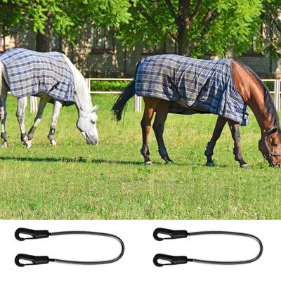 4Pieces Horse Blanket Elastic Straps Replacement Set Replacement Double Ended Clip Adjustable Leg Fasteners