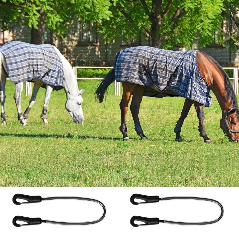 

4Pieces Horse Blanket Elastic Straps Replacement Set Replacement Double Ended Clip Adjustable Leg Fasteners CHINA