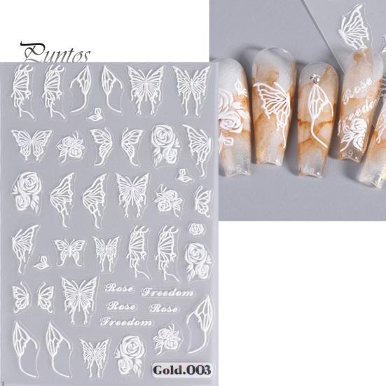 Embossed Nails Art Stickers Creative Engraved White Butterfly Pattern Manicure Decals Exquisite DIY Nail Design Adhesive Decoration Stickers Nail