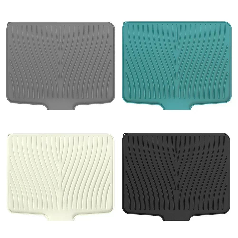 Efficient Water Drainage Mat Heat Resistant Mat Drying Mat For Dishes Silicone Drying Pad Functional Kitchen Tool