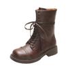 Fashion 2024 New Women's Shoes Side Zipper Women's Boots Fashion Front Lace-up Modern Boots Women Winter Round Toe Mid-Calf Bootszapatos