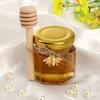 1.5 Oz Hexagon Mini Glass Honey Jars Honey Jars with Wood Dipper, Gold Lid, Bee Pendants, Jutes - for Baby Shower, Wedding
