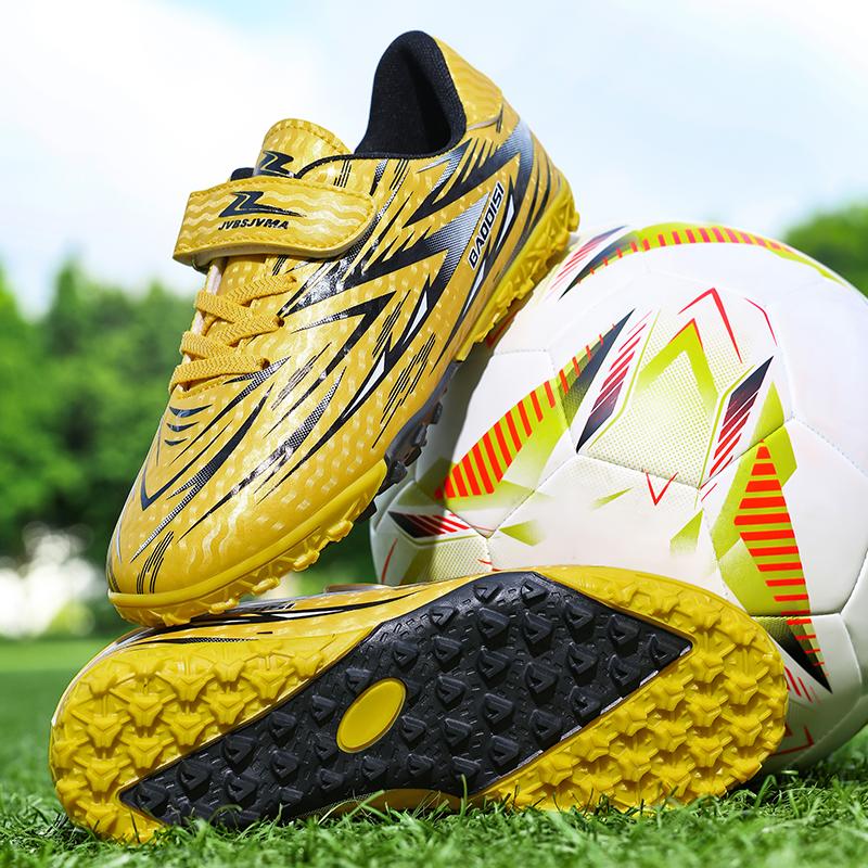 Gutter/Barn Gummi Sklisikre Korte Pigger Borrelås Snøring Kunstgress Fotballsko for Gutter