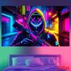 Neon Reinigungsplan Maske Wandteppich Lila Blau Cyberpunk Straßenszene Hintergrundtuch E-Sport Raum Trendige Raumdekoration