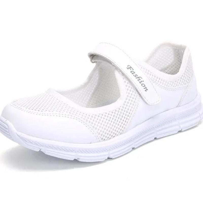 Women Mesh Solid Color Running Sports Shoes Ladies Round Toe Flat Heel Anti Slip Sandals