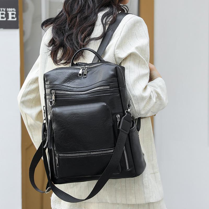 Double-shoulder Backpack for Ladies, Large Capacity, Simple Design, Travel Bag with Multiple Functions, Single Shoulder Bag