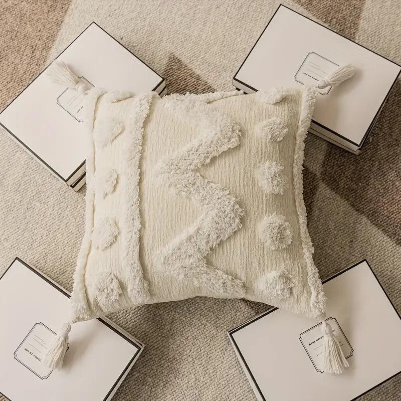 Car Beautiful Stickers Unisex White Bohemian Geometric Pillow Ins Moroccan Off- Tufted Lumbar Pillow Sofa Cushion Bed And Breakfast Model Room Pillow