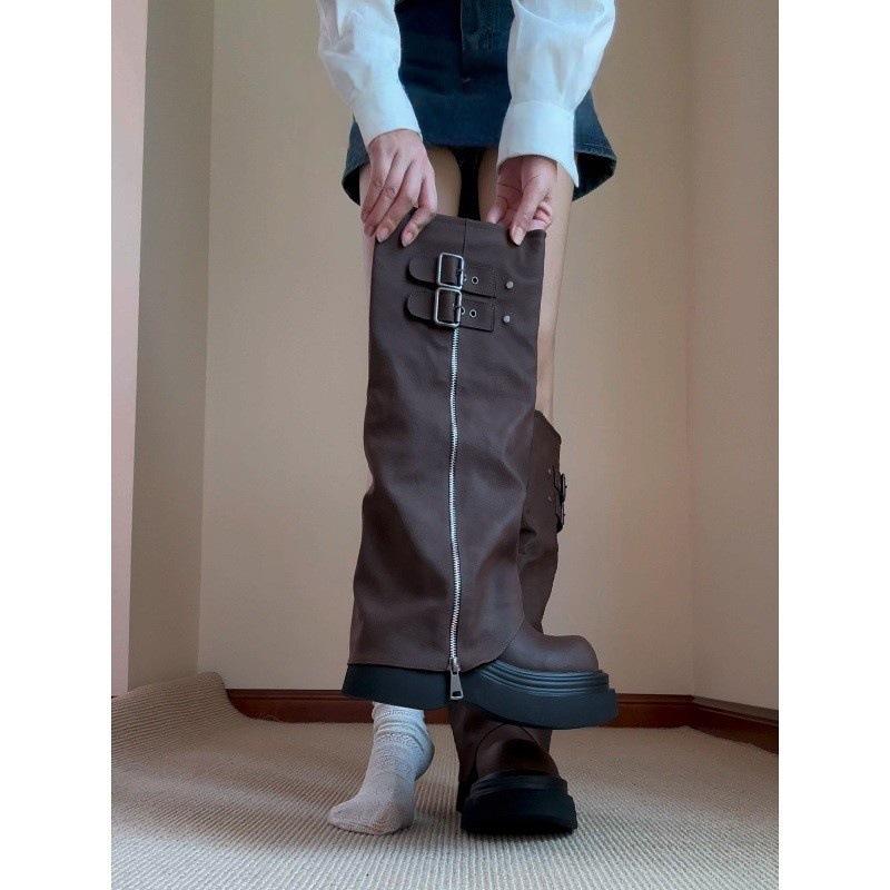Spice Girls Big Head Pants Boots Boots 2025 Small Retro Height Increasing But Knee Knight Boots
