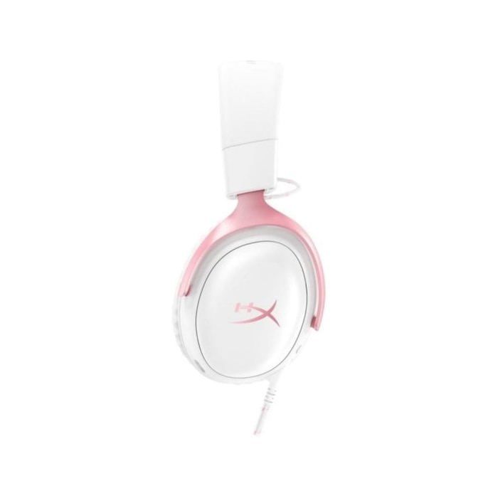 Casque Gaming - HYPERX - Cloud III - USB - Confort Optimal - Son de Haute Qualité - Couleur Blanc/Rosa