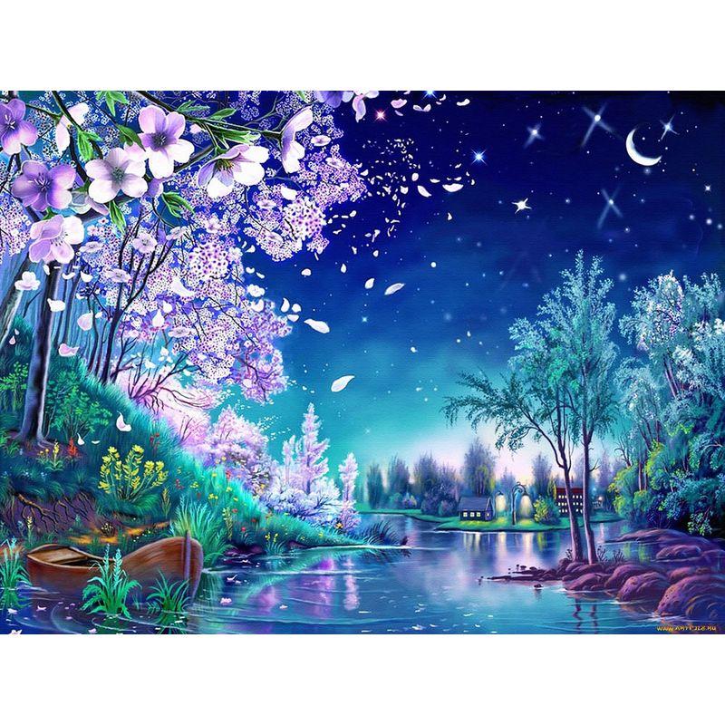 Diamond Painting Landscape Kits Full Round Diamond Embroidery Cross Stitch Diamond Mosaic Handcraft Home Decor