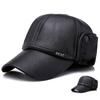 Durable Faux Leather Winter Cap With Ear Protection For Mens Outdoor Casual Fashion Accessory