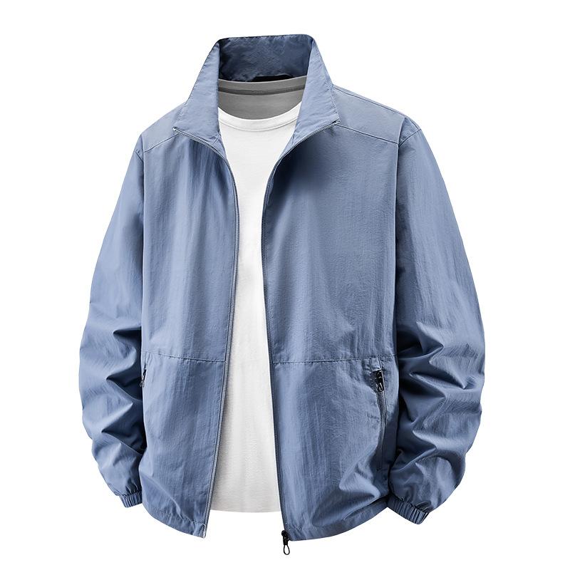 

Autumn and winter new sunscreen clothes men s coat thin skin light breathable UV protection fishing ice silk lapel jacket 5XL
