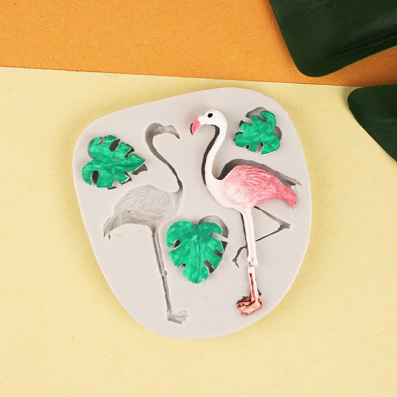 Tropischer Flamingo & Monstera-Blatt Silikonform