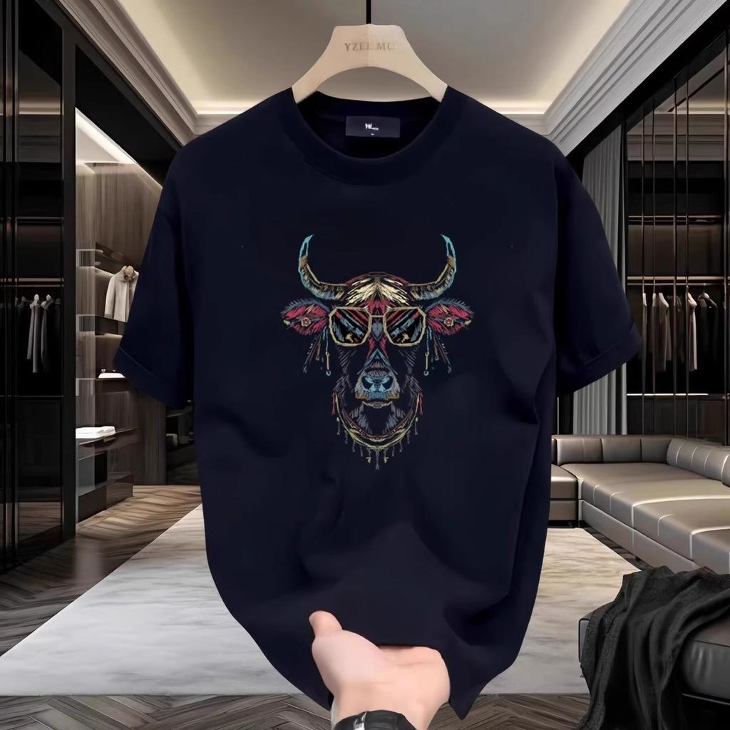 Amerikanische Trendmarke Kurzärmeliges Reines Baumwoll Herren-Print-T-Shirt Trendiges Vielseitiges Rundhals-T-Shirt für Herren und Damen Herren