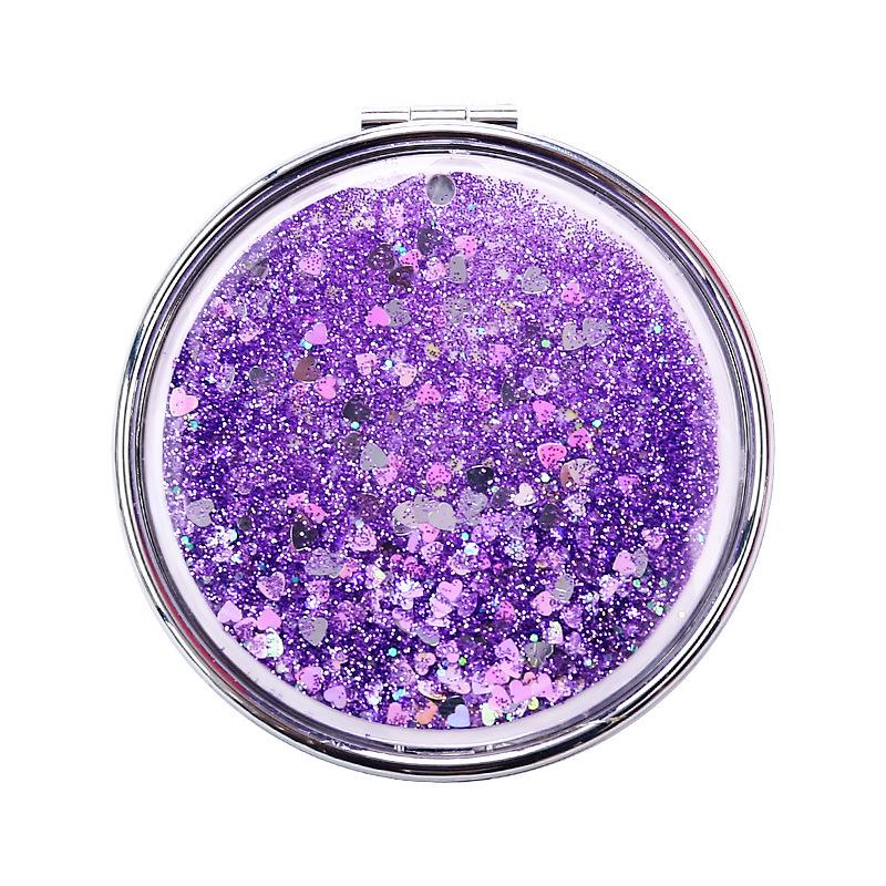 Girlish Heart Double-Sided Portable Makeup Mirror - Cute, Compact, and Foldable.