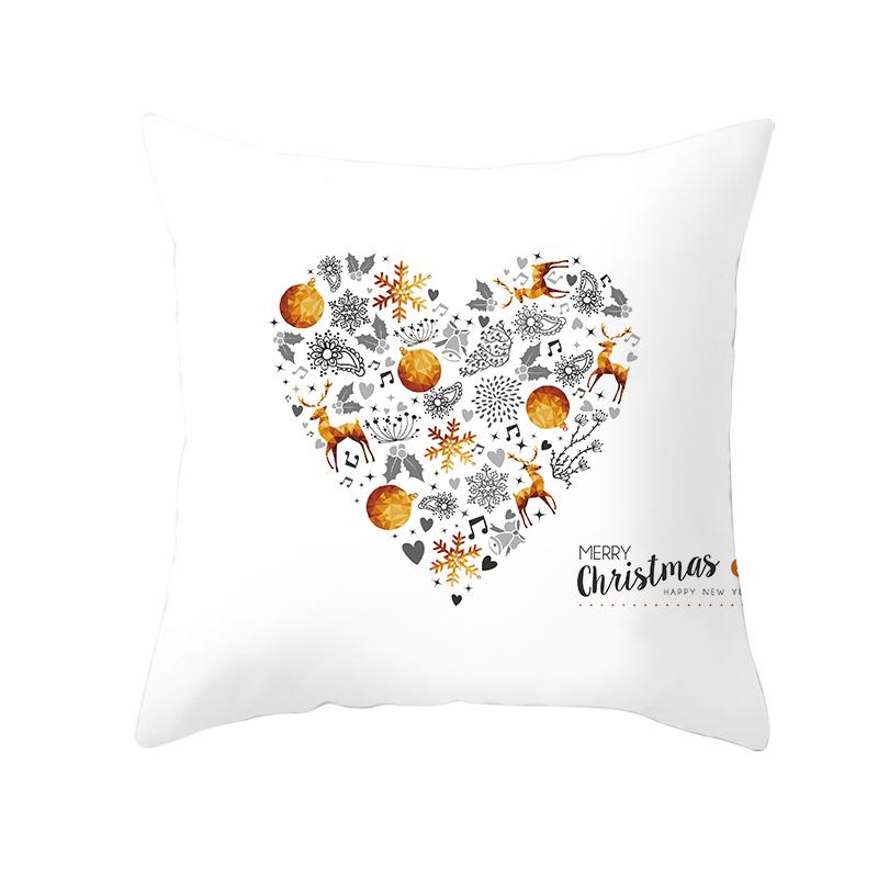 White Christmas Pillow Case Cute Santa Claus Elk   Cover Winter Snowflake Decorative Cases