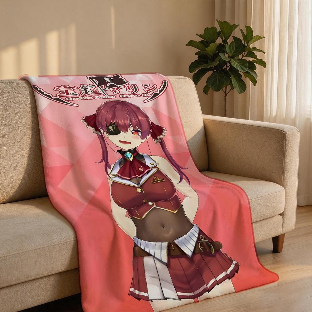 Vtuber H-Houshou MarineS Throw Short Plush Throw Blanket Soft Skin-Friendly Multi-Scene Home Office