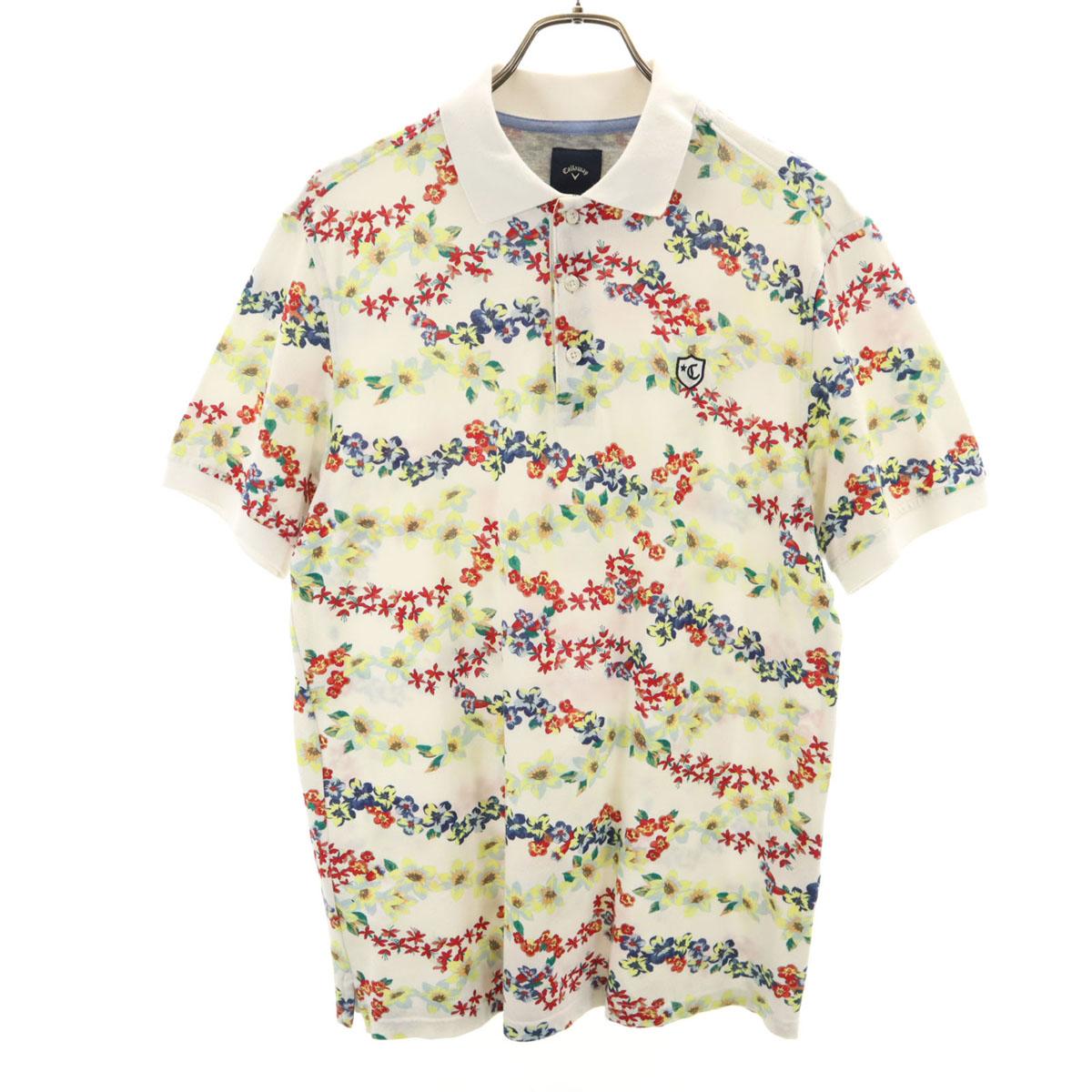 

Callaway Floral golf Short sleeve Polo shirt L White system Kanoko fabric Men s Used