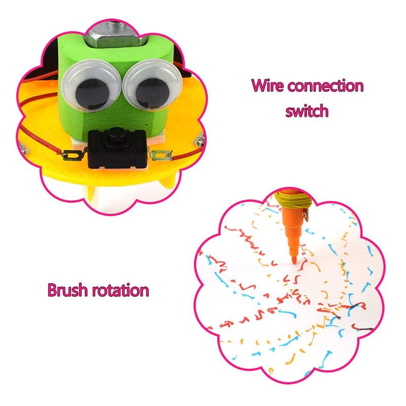 Cute Doodle Robot Plastic Electric Toys Handmade Assembly Model Kits Creative Gifts for Kids Teens Improve Drawing Practice Party Games