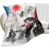 Japanese Throw Blanket Splash Red Cherry Blossom Gifts for Women Men Boys Plush Cozy Flannel Fleece Fuzzy Landscape Blankets