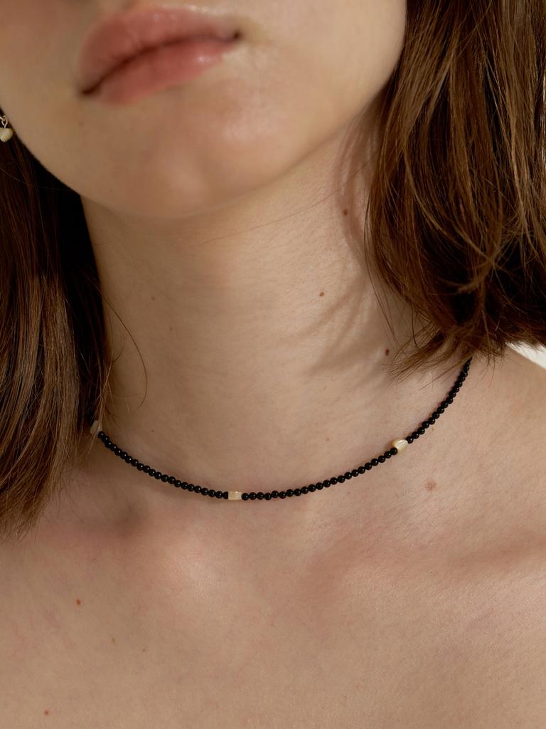 Love Me Monster Black Onyx & Heart Choker