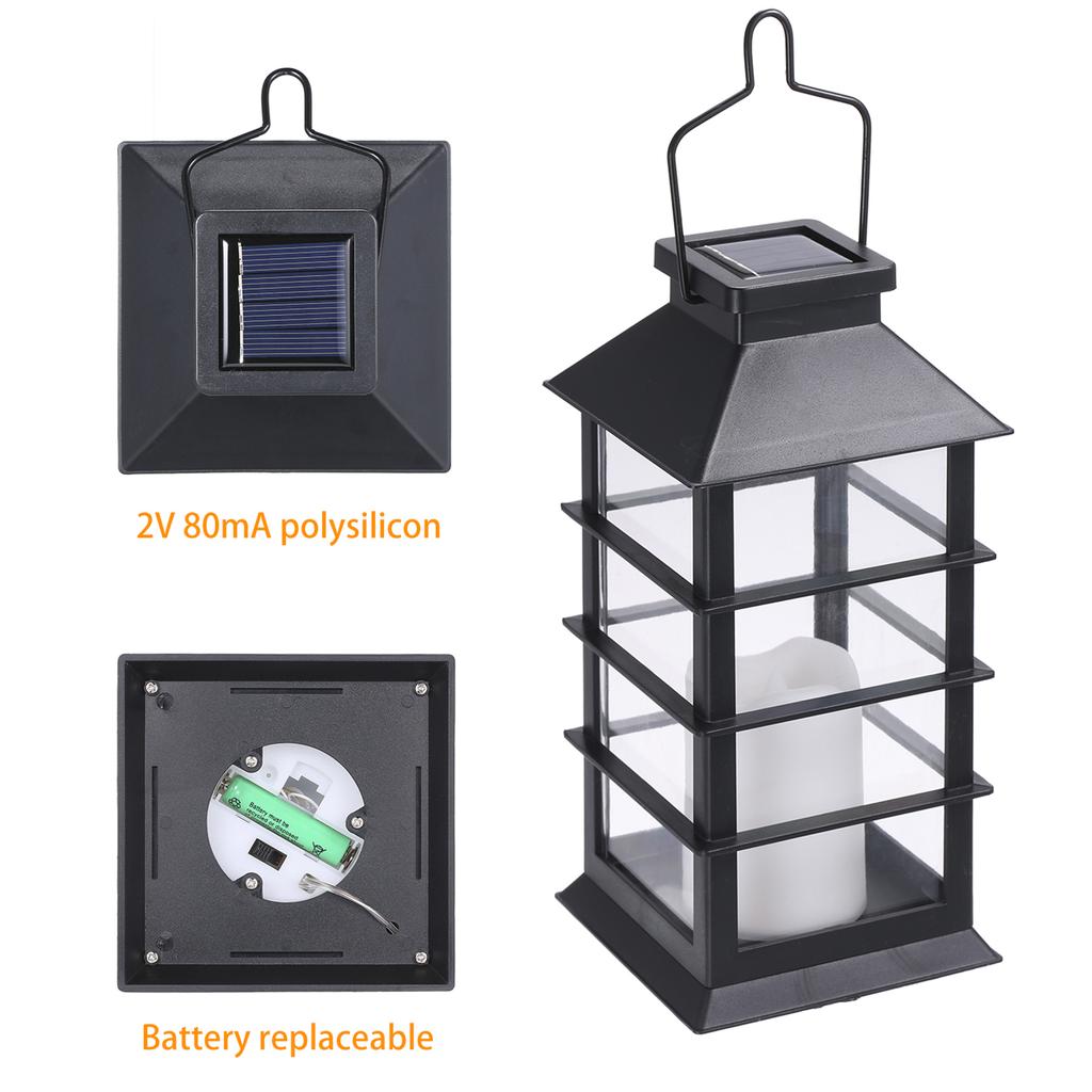 2pcs Solar Lantern Lights with LEDs Flameless Candle Outdoor Garden Hanging Lanterns Decorative For Table Backyard Party