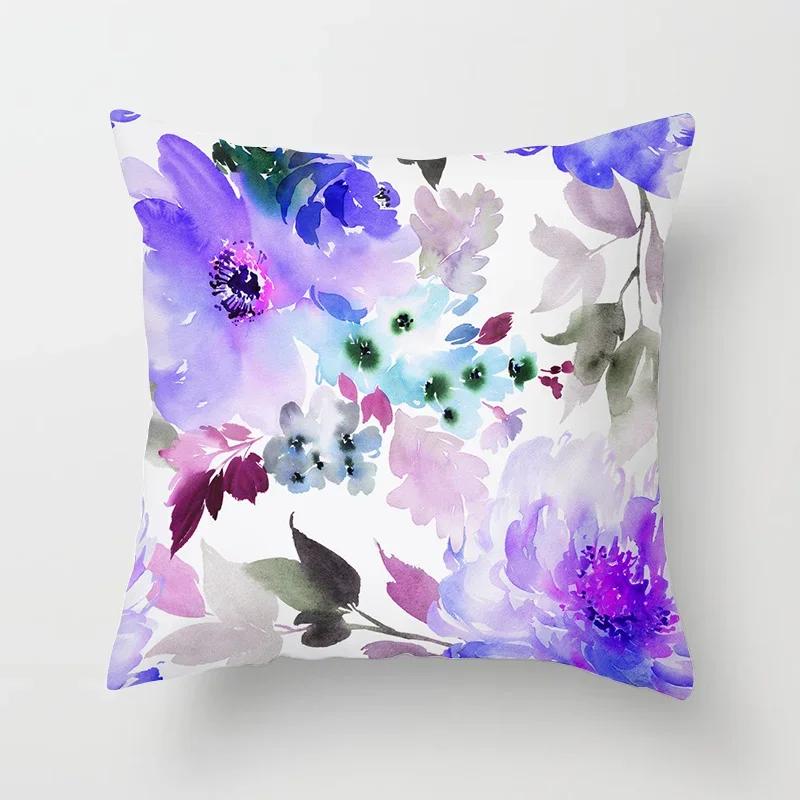 Model de flori Artă decorativă Husă de pernă Față de pernă Poliester 45*45 Perne Decorat Home Decor Față de pernă