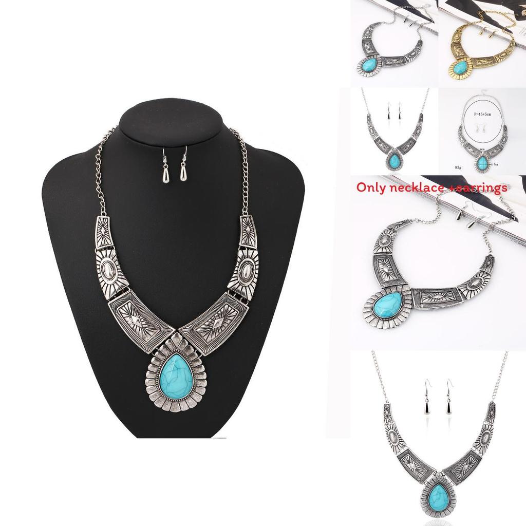 Retro Geometriskt Legeringshalsband Med Vattendroppshänge För Modefans