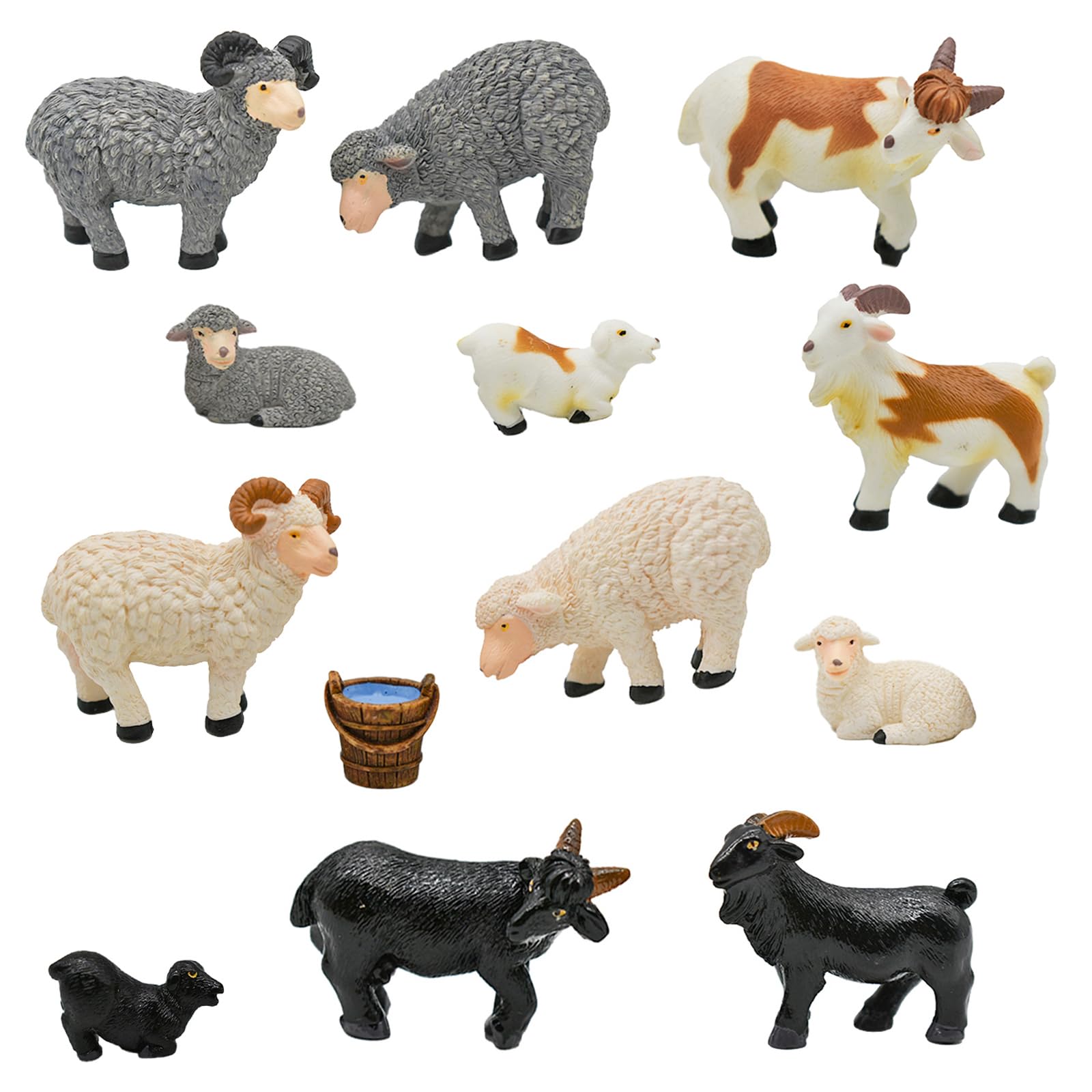 

13-Piece Set of Resin Sheep Miniatures Simple Desktop Ornaments (2–5 cm)