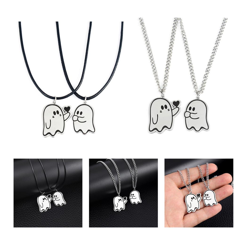 Stainless Steel Clavicle Chain Cute Halloween Ghostes Pendant Couple Necklace