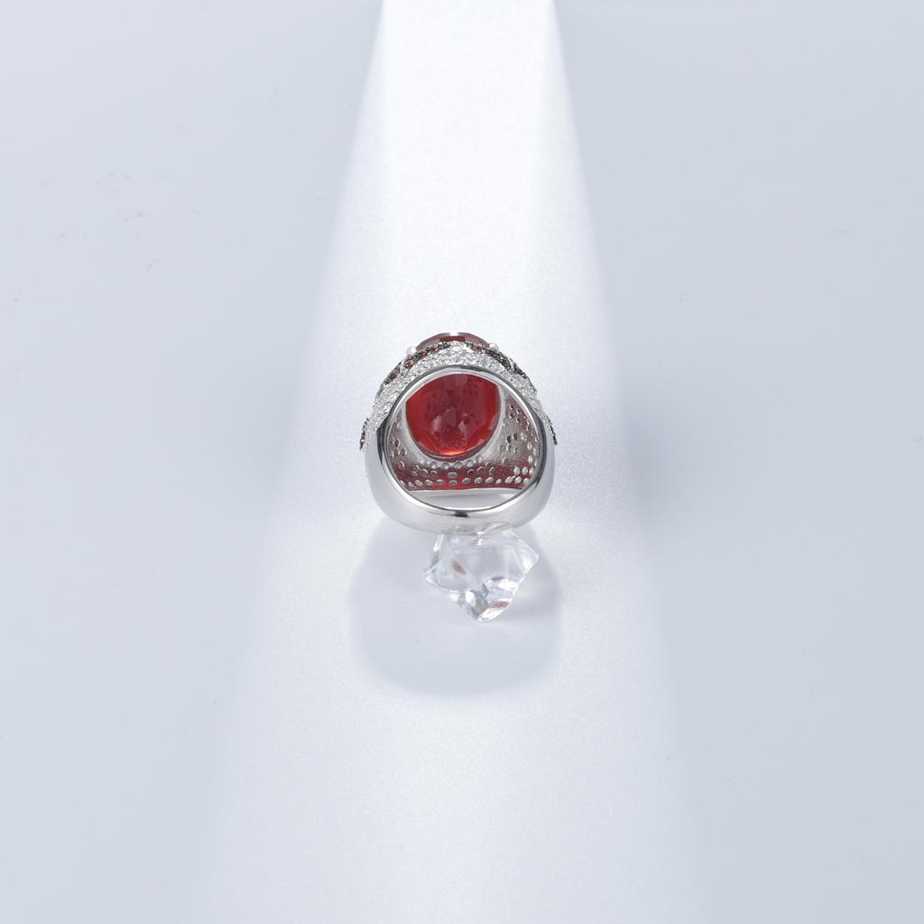 Original Designer Luxury Carnelian Ring. Niche Design Jewelry S925 Silver Inlaid with Natural Gemstone Ring.